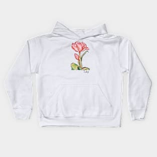 Pink tulip watercolors Kids Hoodie